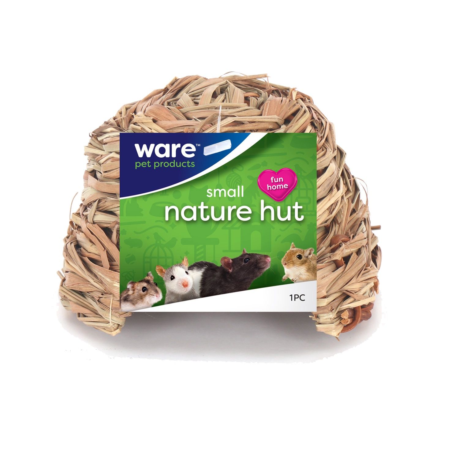 Ware Nature Hut Small Animal Hide-out, Size: Small - 4.50"L x 4.50"W x 3.50"H