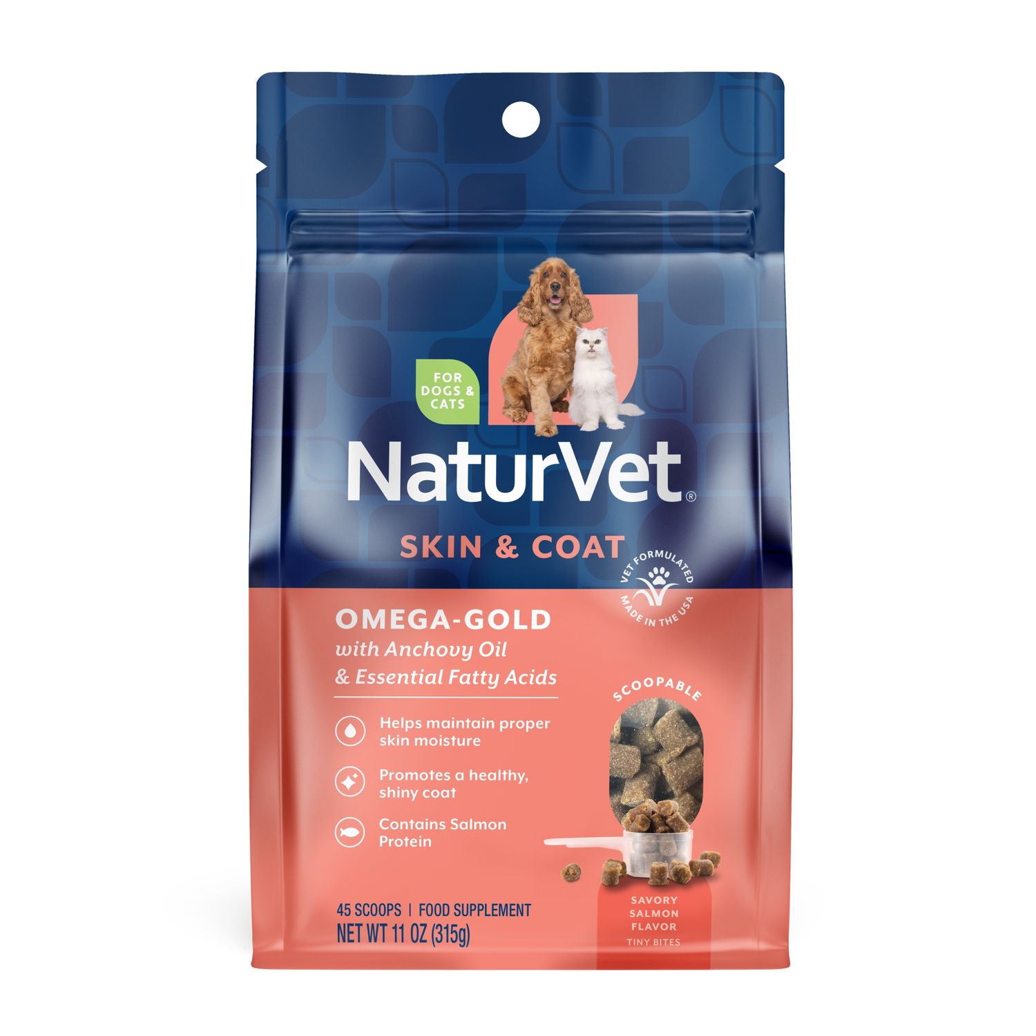 NaturVet Omega-Gold Skin &amp; Coat Scoopable Tiny Bites, Size: 11oz