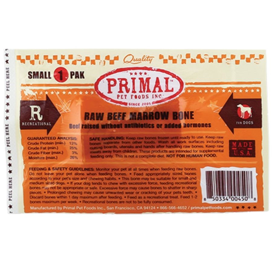 Primal Frozen Raw Beef Marrow Bone, Size: Small