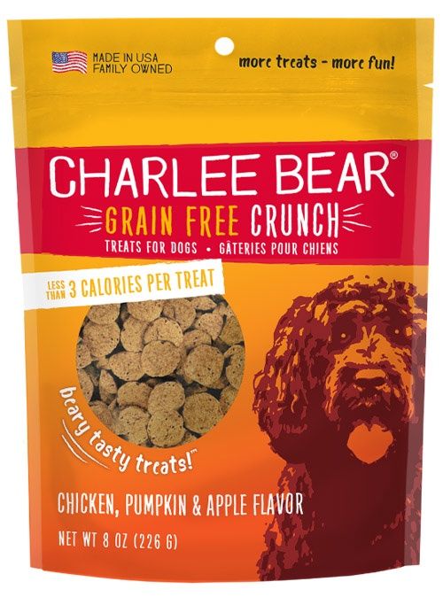 Charlee Bear Grain Free Crunch Dog Treats 8 oz., Flavor: Chicken, Pumpkin &amp; Apple
