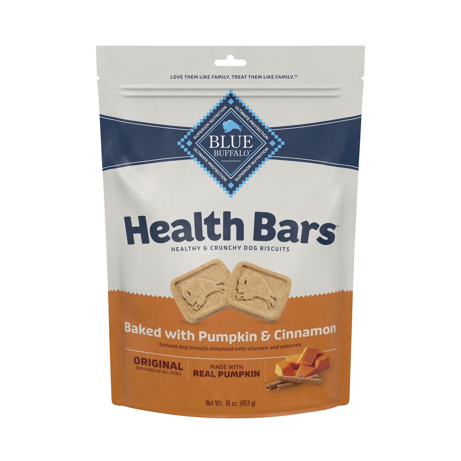 Blue Buffalo Health Bars Pumpkin &amp; Cinnamon Dog Biscuits, Size: 16oz