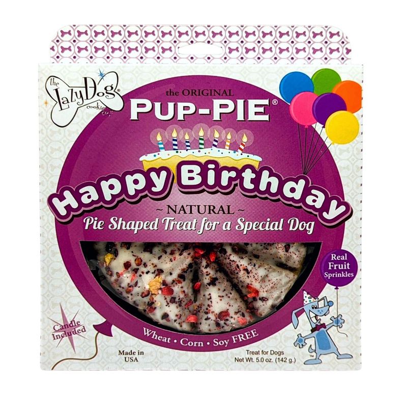 Lazy Dog The ORIGINAL Pup-PIE® Happy Birthday for a Special Dog - Pie Shaped Dog Treat 5oz
