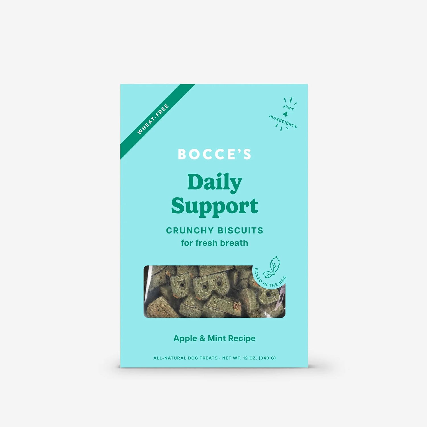 Bocce's Daily Support Breath Aid Biscuit Dog Treats, Package Size: 12oz