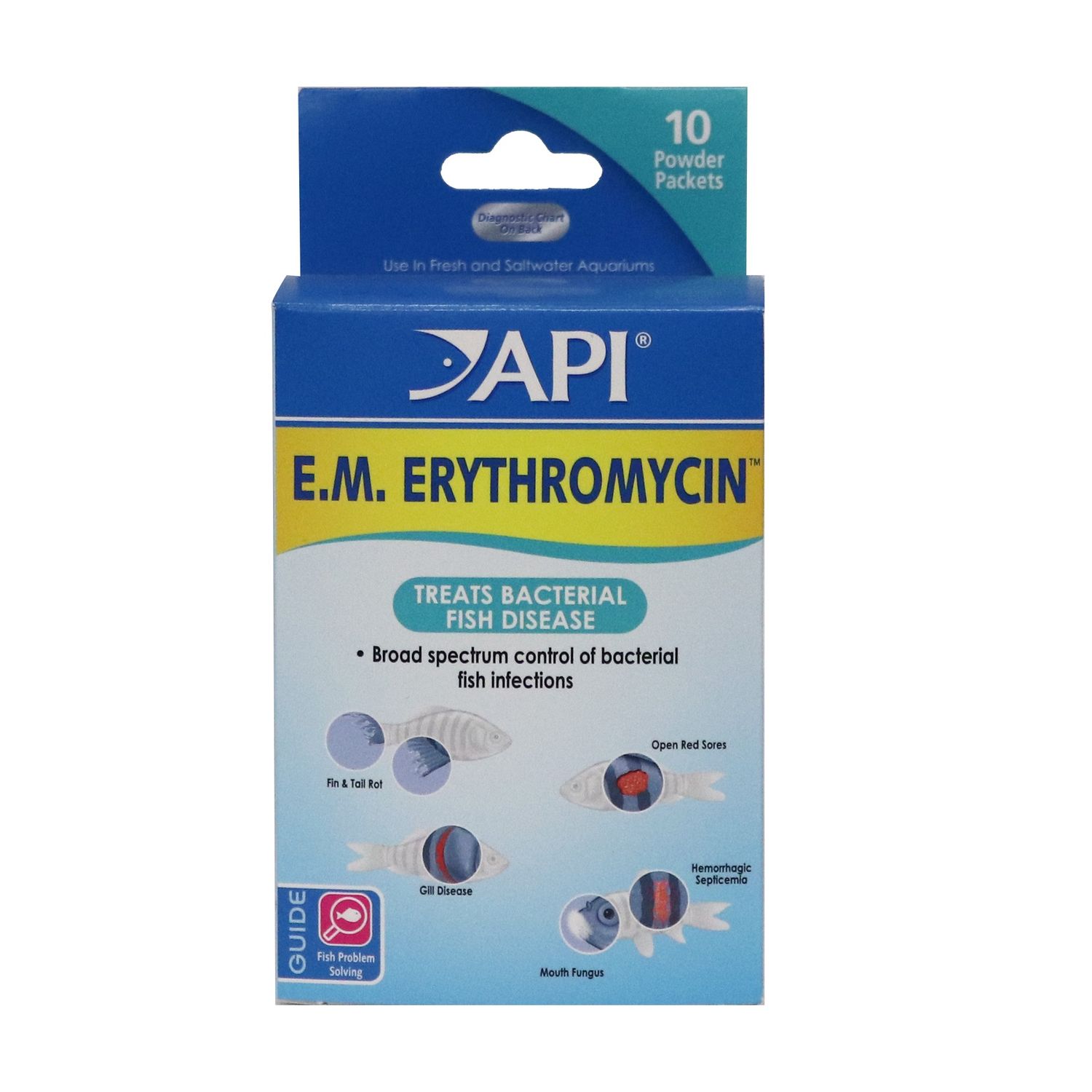 API E.M. Erythromycin Aquarium Fish Bacterial Disease Remedy, Size: 10 packets