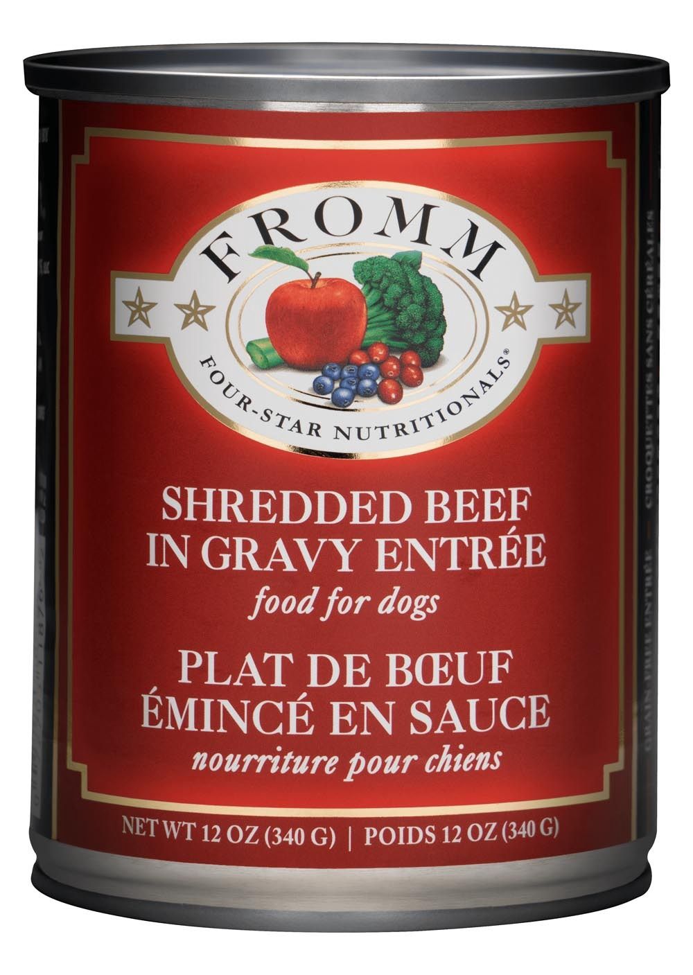 Fromm Four-Star Shredded Beef in Gravy Grain Free Wet Dog Food, Size: 12OZ