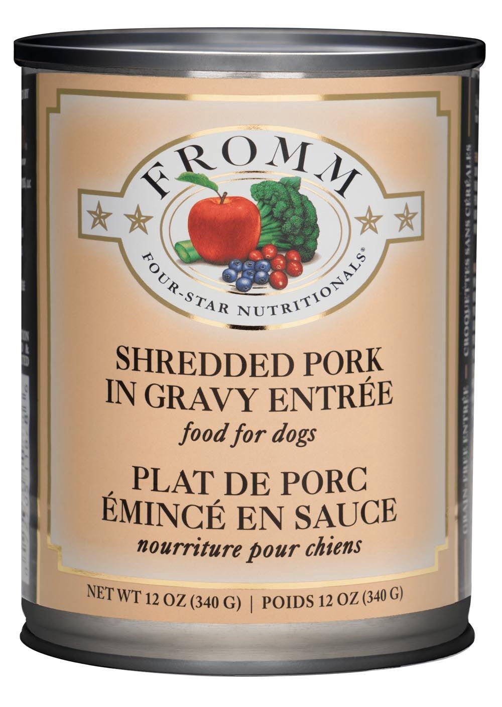 Fromm Four-Star Shredded Pork in Gravy Grain Free Wet Dog Food, Size: 12OZ