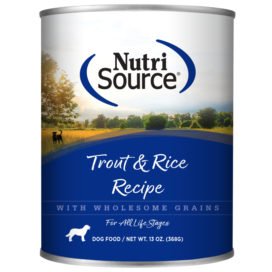 NutriSource Trout and Rice Wet Dog Food, Size: 12.3oz