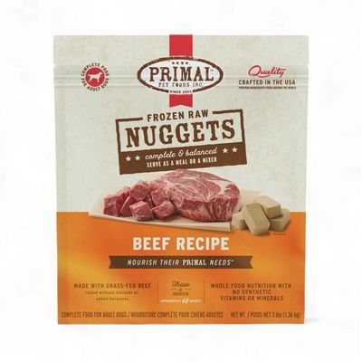 Primal Frozen Raw Nuggets Dog Food Beef Recipe