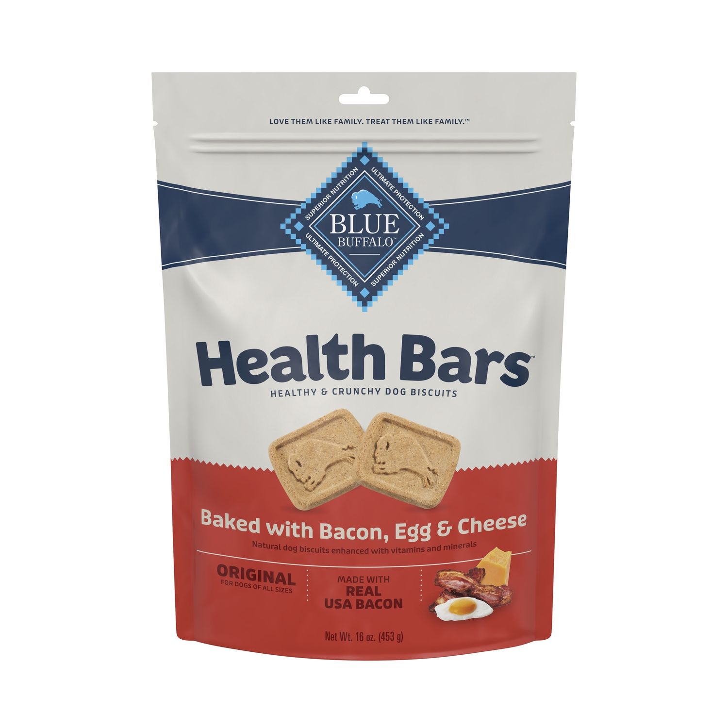 Blue Buffalo Health Bars Bacon, Egg, &amp; Cheese Dog Biscuits, Size: 16oz