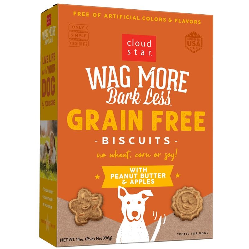 Wag More Grain Free Peanut Butter &amp; Apple Crunchy Biscuits, Size: 14oz