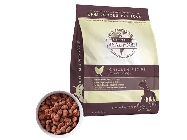 Steve's Real Food Frozen Raw Dog &amp; Cat Food CHICKEN RECIPE, Package Size: 5lb Nuggets