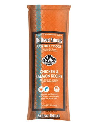 Northwest Naturals Frozen Raw Diet for Dogs Chicken &amp; Salmon  Recipe Chub, Package Size: 5lb