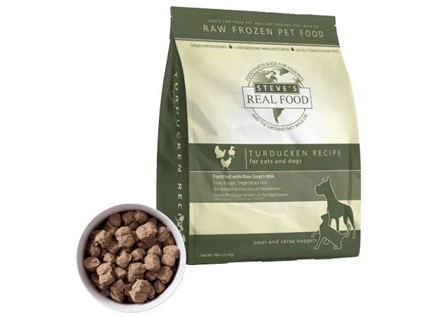 Steve's Real Food Frozen Raw Dog &amp; Cat Food TURDUCKEN RECIPE, Package Size: 5 lb. Nuggets