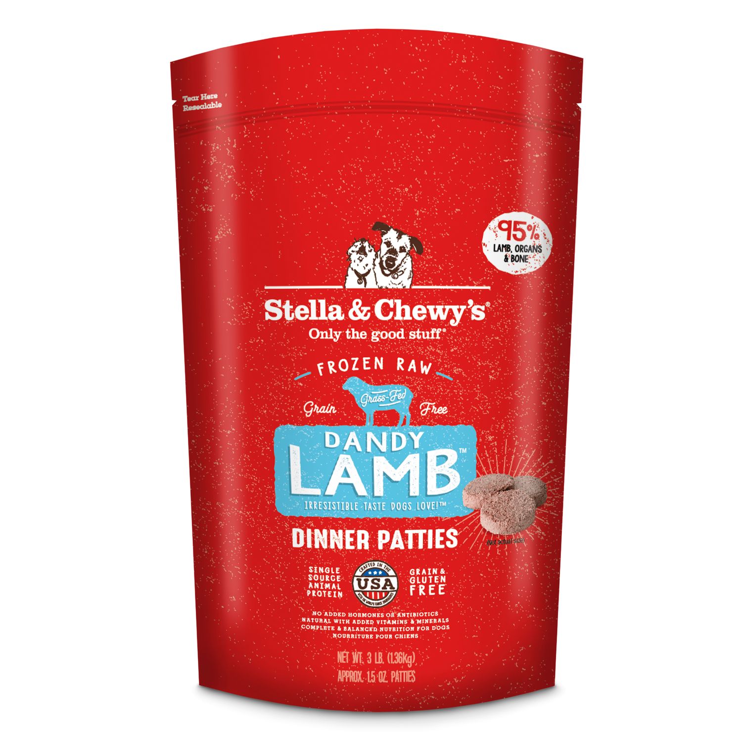 Stella &amp; Chewy's Dandy Lamb Patties Frozen Raw Dog Food