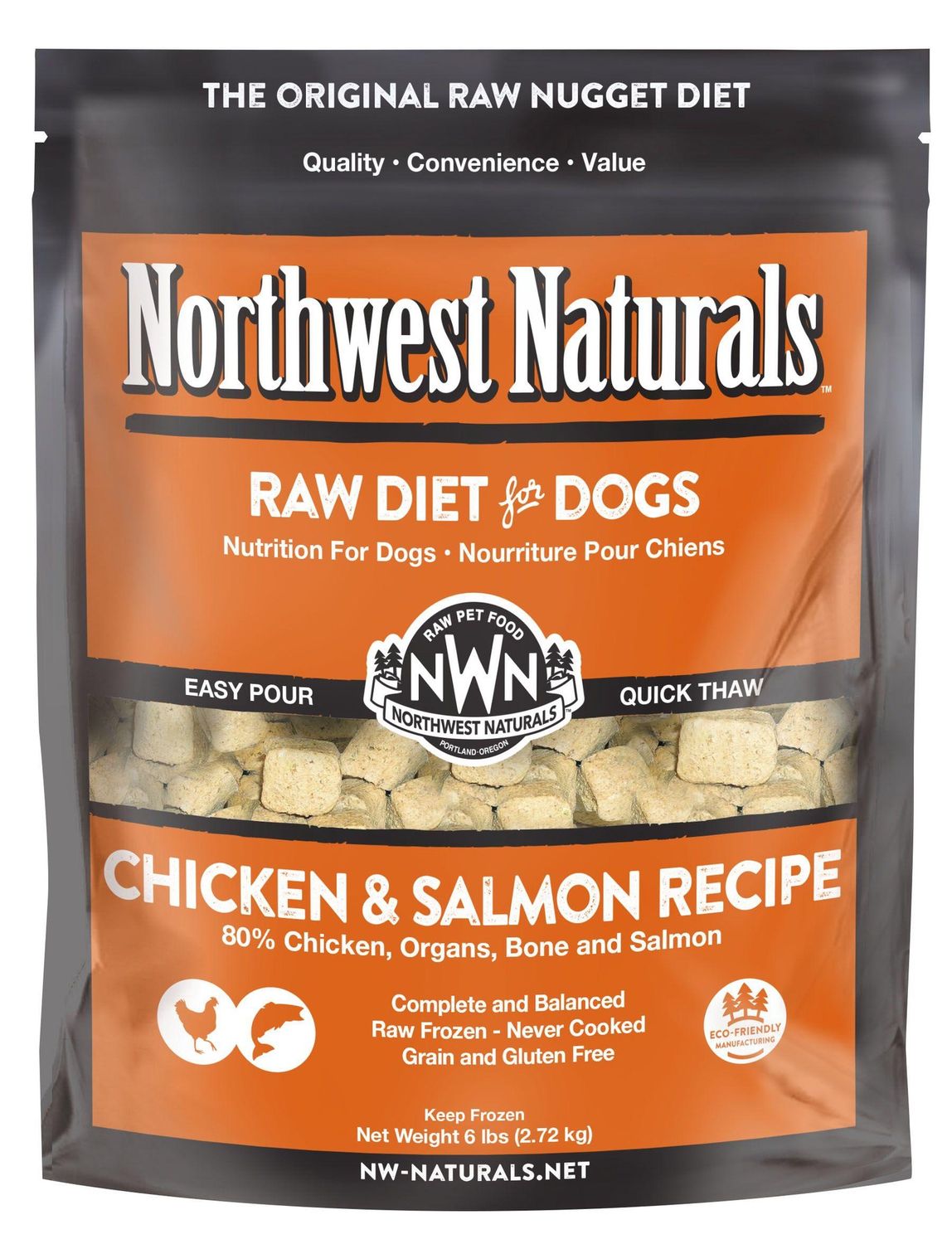 Northwest Naturals Frozen Raw Diet Chicken &amp; Salmon Recipe for Dogs, Package Size: 6lb