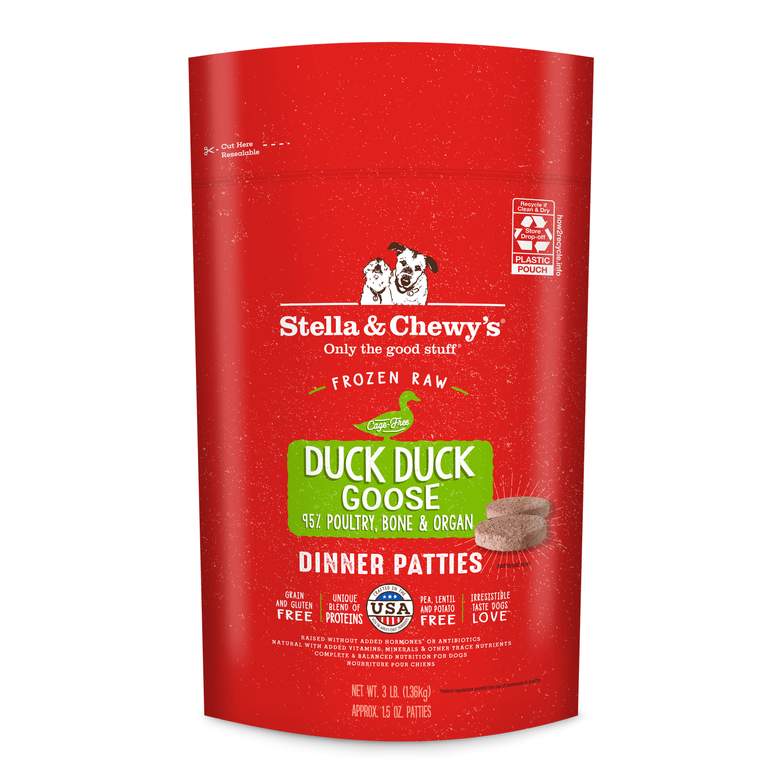 Stella &amp; Chewy's Duck Duck Goose Patties Frozen Raw Dog Food