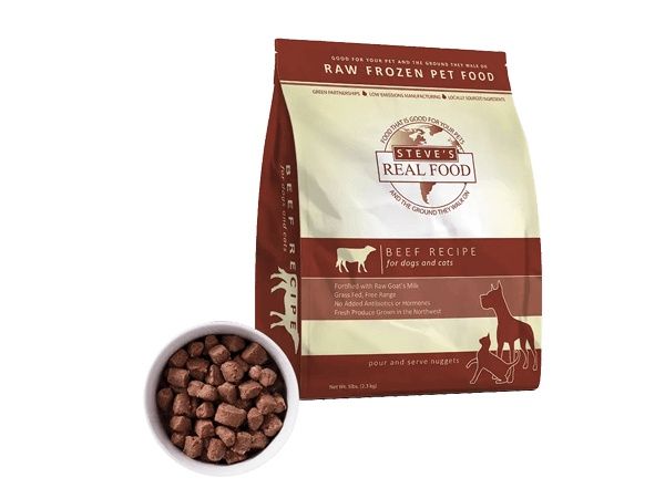 Steve's Real Food Frozen Raw Dog &amp; Cat Food BEEF RECIPE, Package Size: 5lb Nuggets