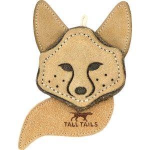 Tall Tails Natural Leather Scrappy Critter Fox Dog Toy 4in.