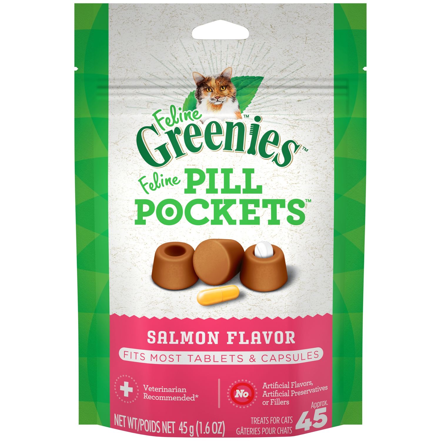 Feline Greenies Pill Pockets Salmon Flavor Cat Treats, Size: 1.6oz