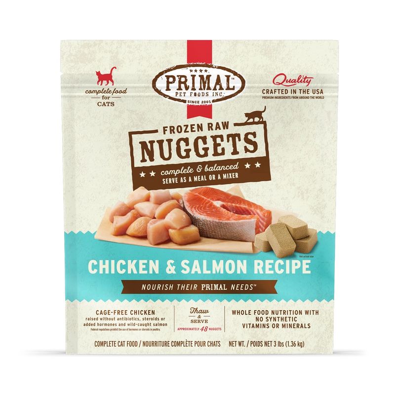 Primal Frozen Raw Nuggets Cat Food Chicken &amp; Salmon Recipe