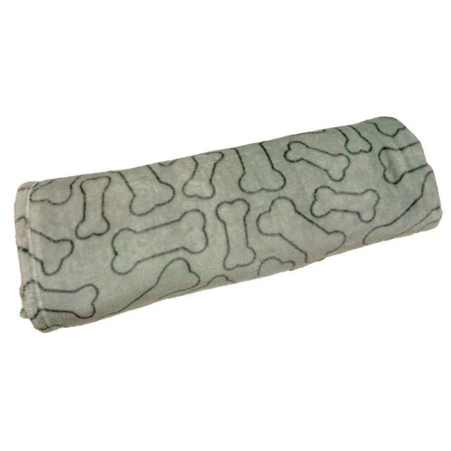 Spot Snuggler Bones Blanket, Grey 30"x 40"