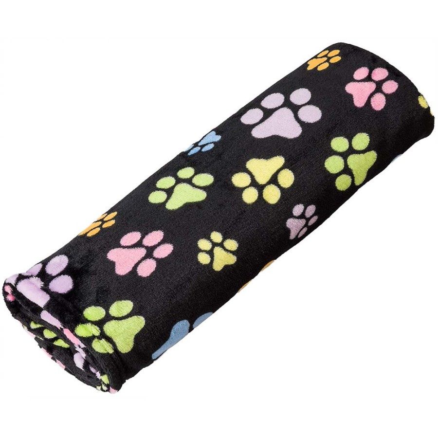 Spot Snuggler Rainbow Pawprint Blanket, Black 30"x 40"