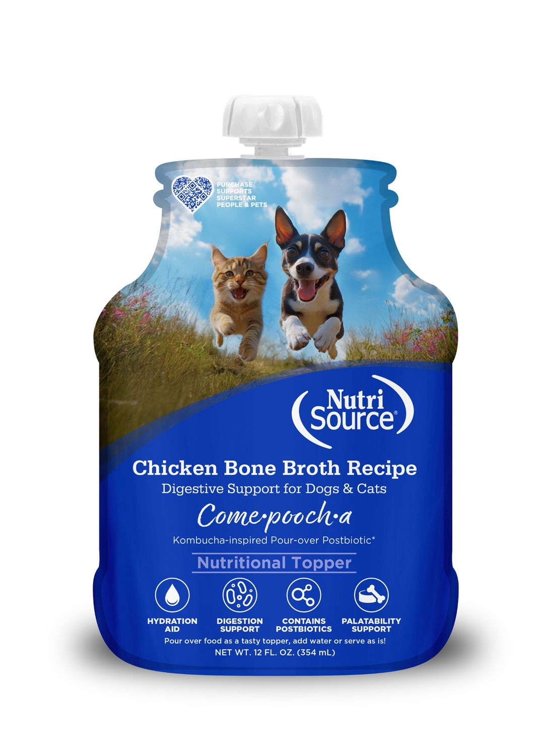 NutriSource Come·pooch·a Bone Broth 12oz. pkg. for Dogs &amp; Cats, Recipe: Chicken