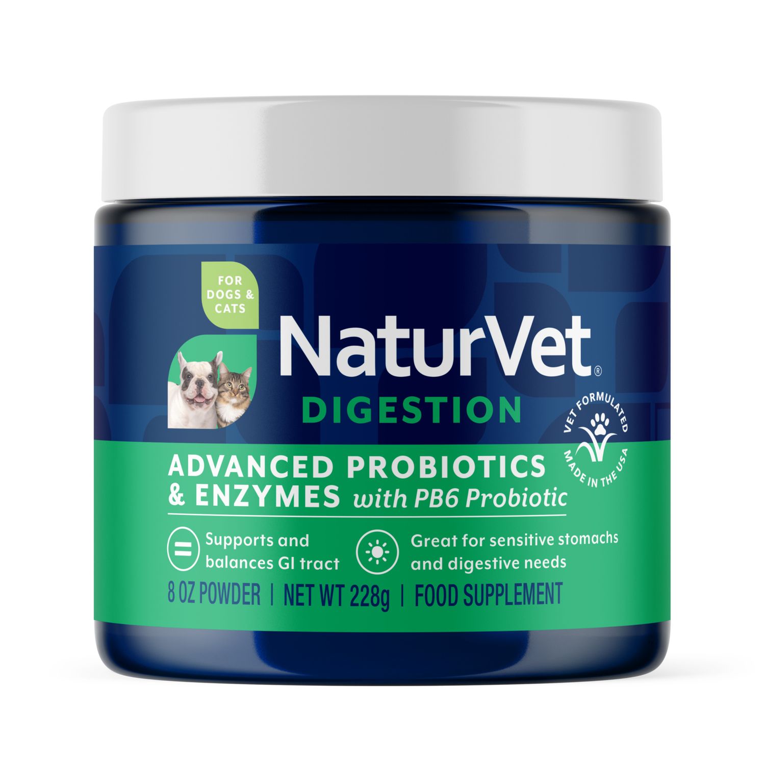 NaturVet Advanced Probiotics &amp; Enzymes Powder, Size: 8oz