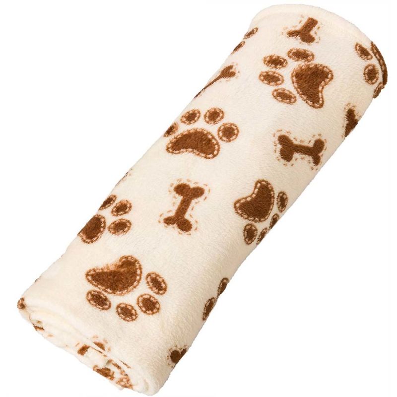 Spot Snuggler Bones/Paws Print Blanket, Cream 30"x 40"