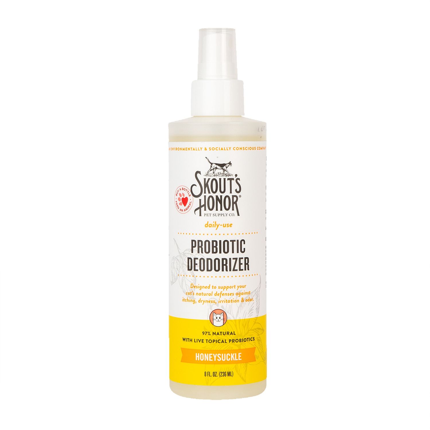 Skout's Honor Cat Probiotic Deodorizer Spray, Scent: Honeysuckle, Size: 8oz
