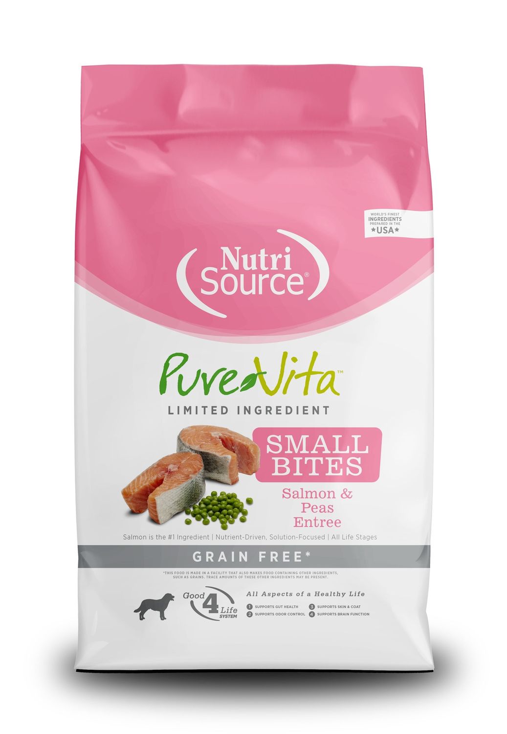 PureVita Small Bites Salmon &amp; Peas Grain Free Dry Dog Food, Size: 4LB