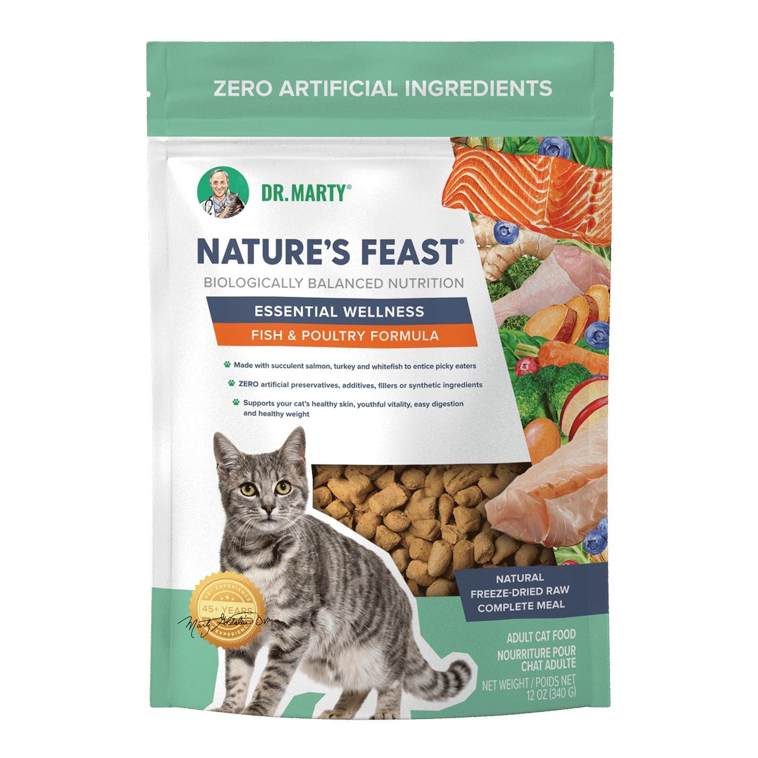 Dr. Marty Nature's Feast Essential Wellness Fish &amp; Poultry Cat Food, Size: 5.5oz