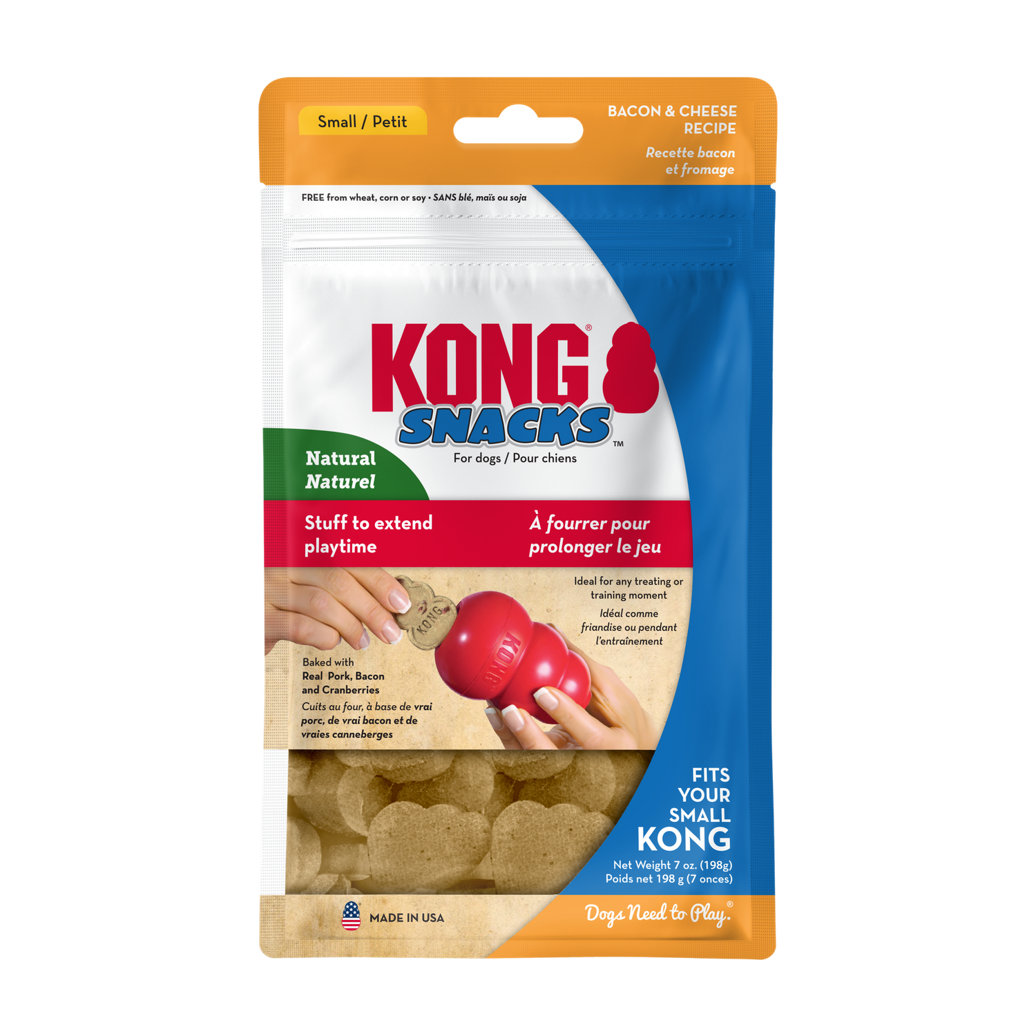 KONG Stuff'N Snacks Bacon &amp; Cheese, Package Size: 7oz, Size: Small