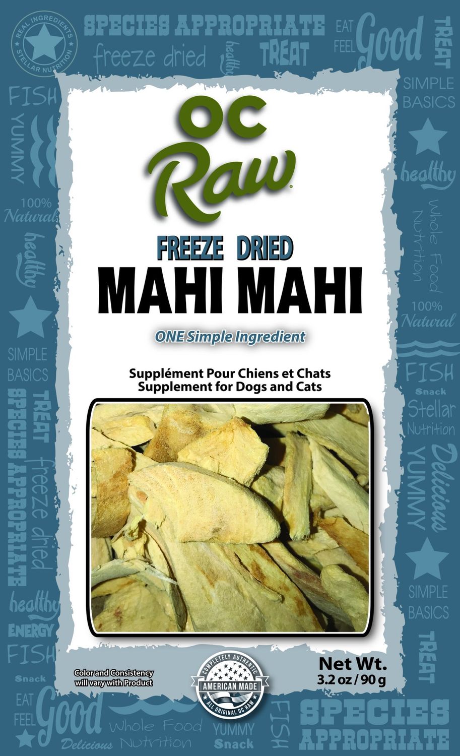 OC Raw Freeze Dried Mahi Mahi Dog and Cat Treats, Package Size: 3.2oz