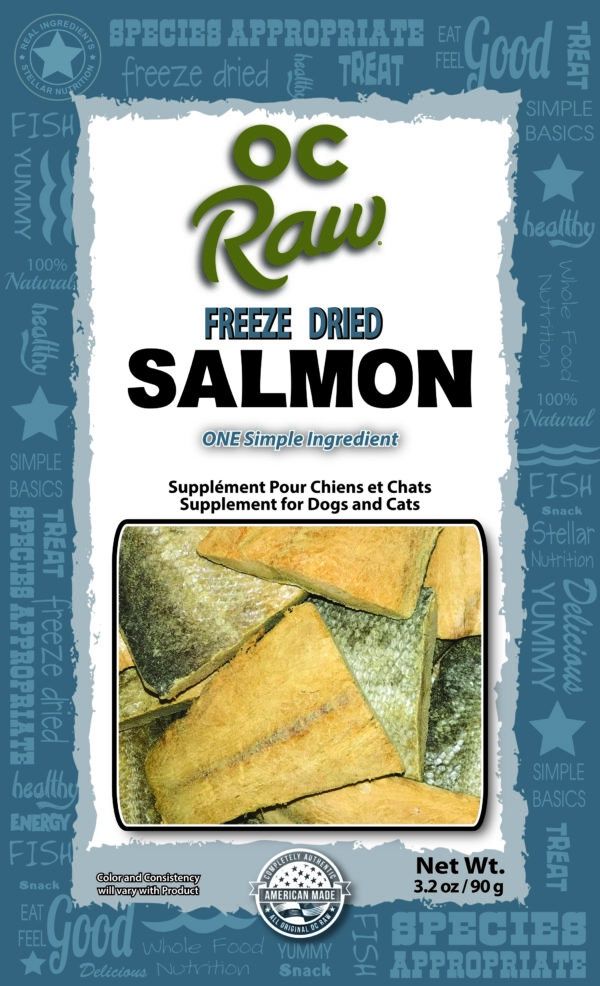OC Raw Freeze Dried Salmon Dog and Cat Treats, Package Size: 3.2oz