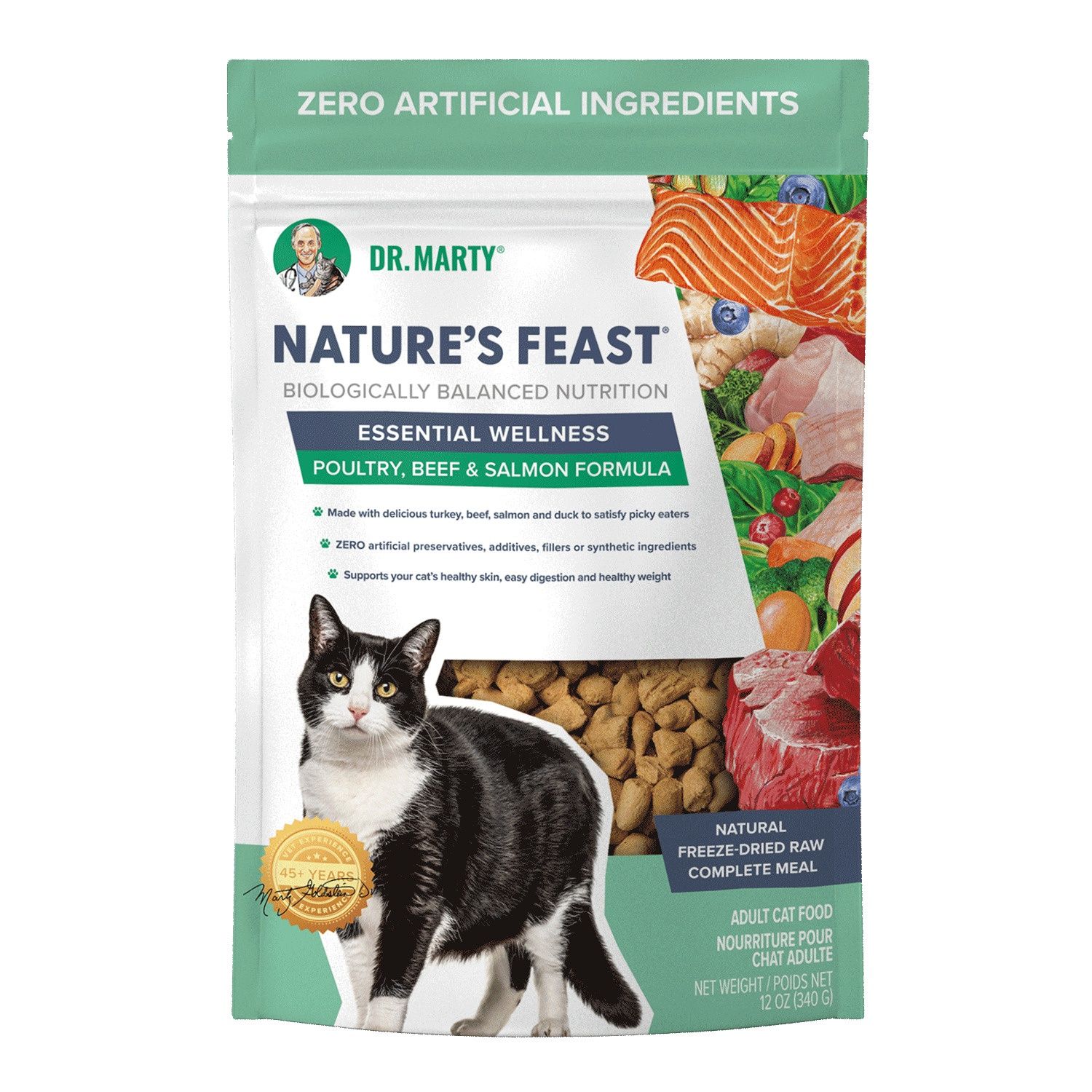Dr. Marty Nature's Feast Essential Wellness Poultry, Beef, &amp; Salmon Cat Food, Size: 5.5oz
