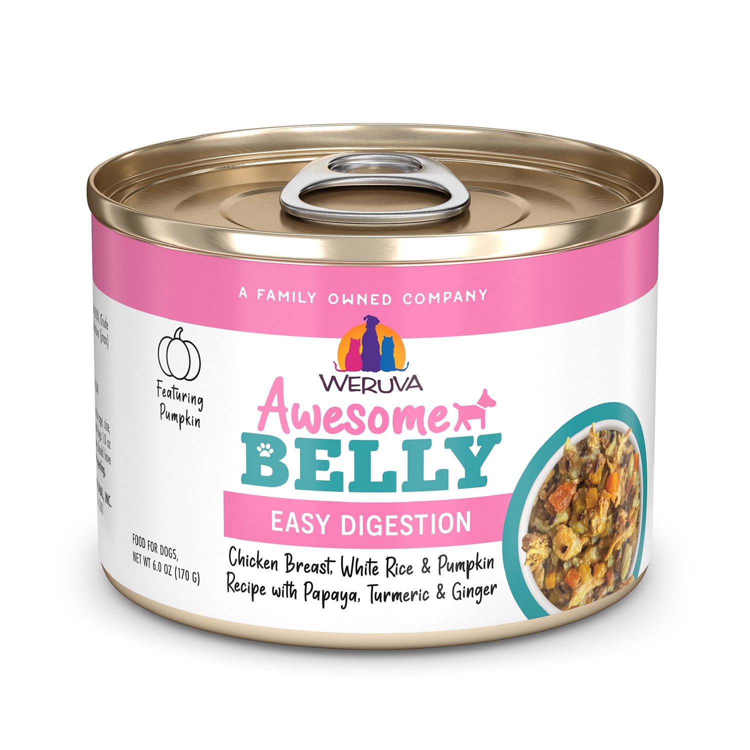 Weruva Awesome Belly Chicken, Rice, &amp; Pumpkin with Papaya, Size: 6oz