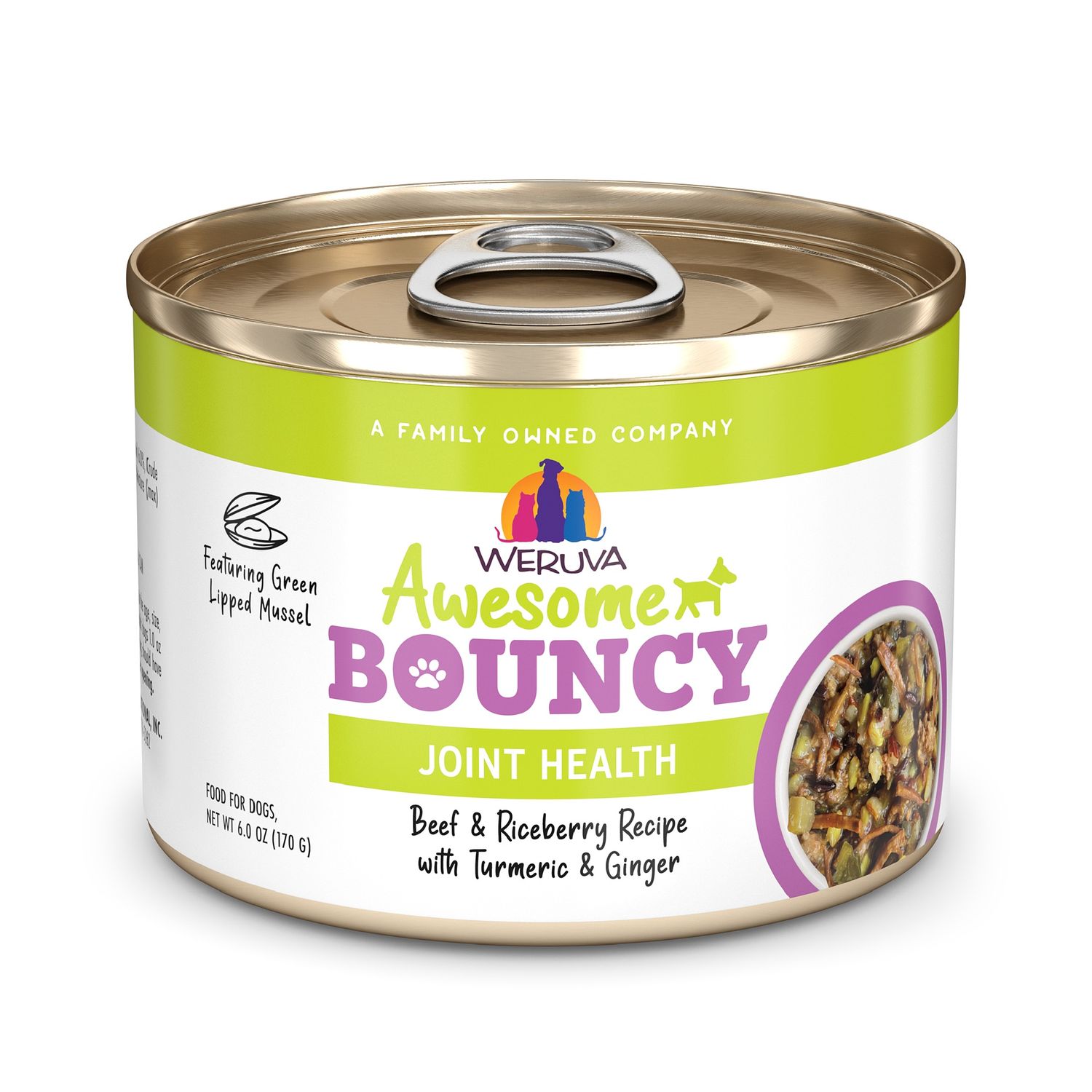 Weruva Awesome Bouncy Beef &amp; Riceberry Wet Dog Food, Package Size: 6oz