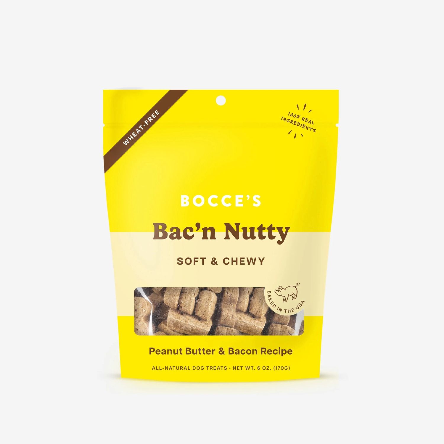 Bocce's Bac'n Nutty Soft &amp; Chewy Dog Treats, Package Size: 6oz