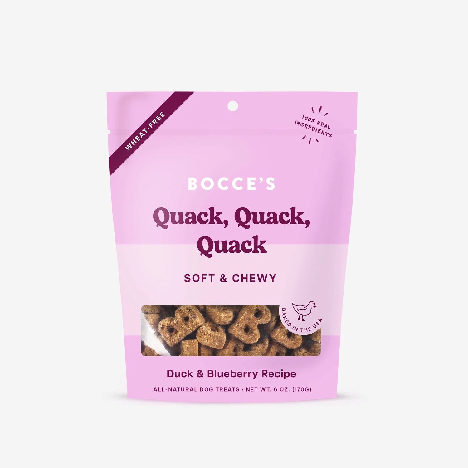 Bocce's Quack, Quack, Quack Soft &amp; Chewy Dog Treats, Package Size: 6oz