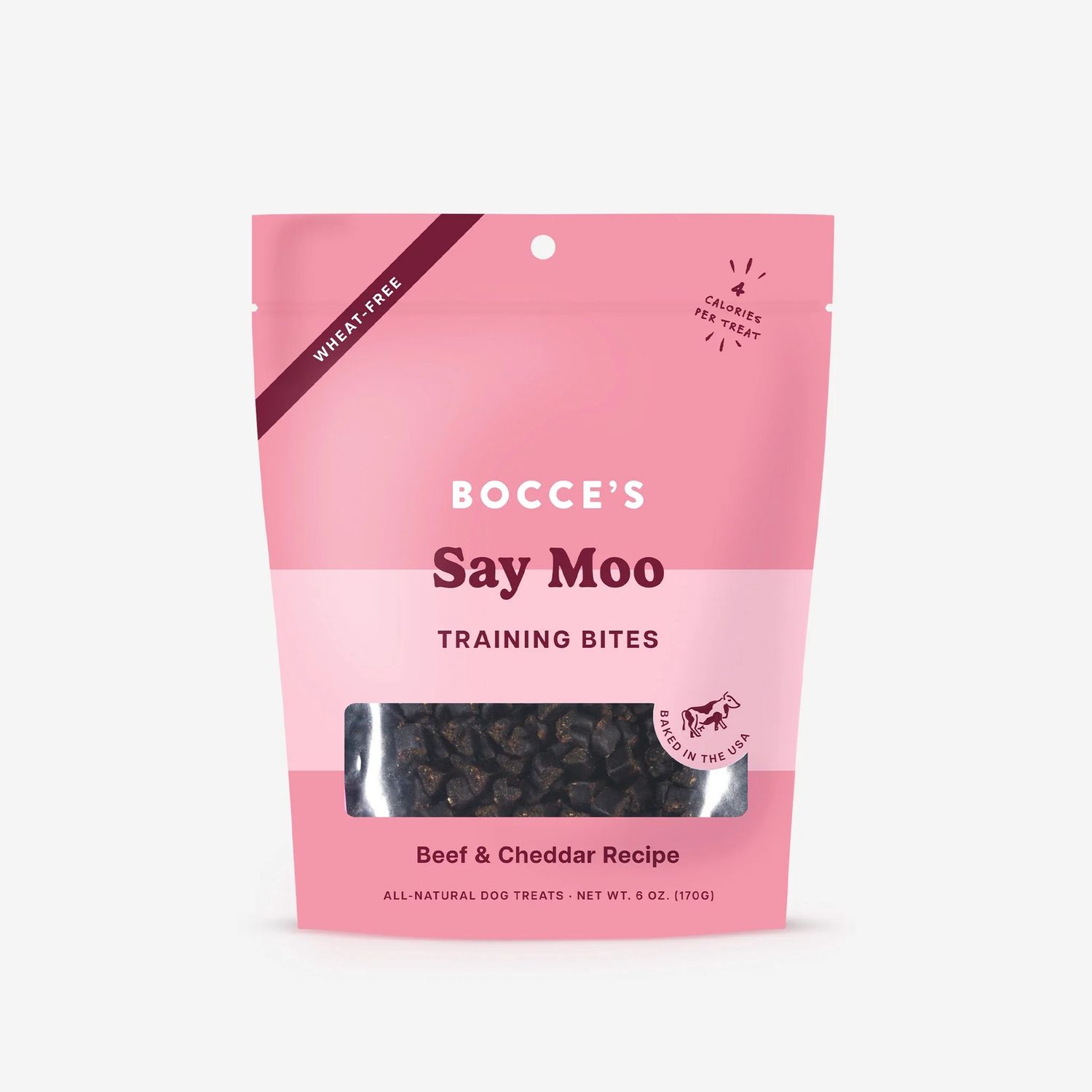 Bocce's Say Moo Training Bites Dog Treats, Package Size: 6oz