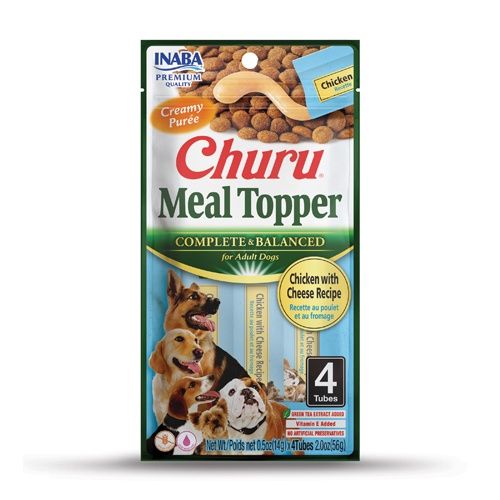 Churu Meal Topper 2.0oz, Flavor: Chicken &amp; Cheese, Package Size: 4 x 0.5oz tubes