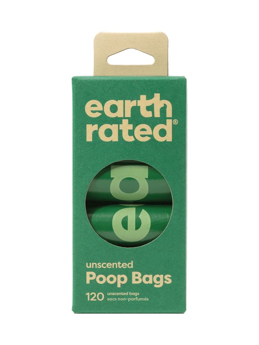 Earth Rated Poop Bags Refill Rolls 120 Bags (8 Rolls), Scent: Unscented