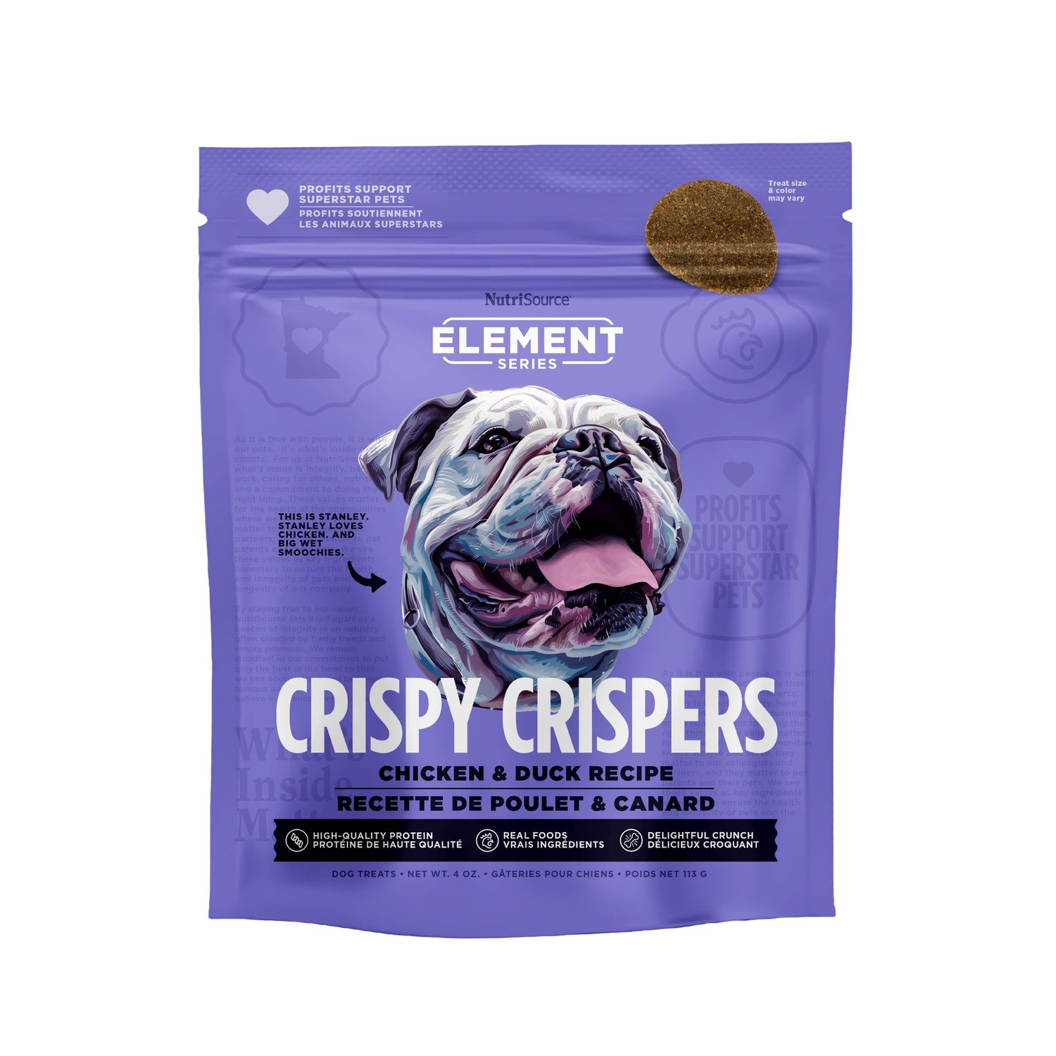 NutriSource Element Crispy Crispers Chicken &amp; Duck Dog Treats, Package Size: 4oz