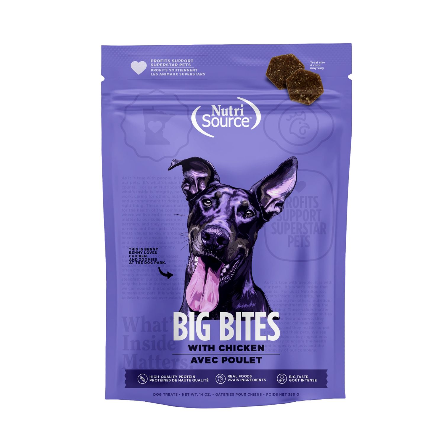 NutriSource Big Bites Chicken Dog Treats, Package Size: 14oz