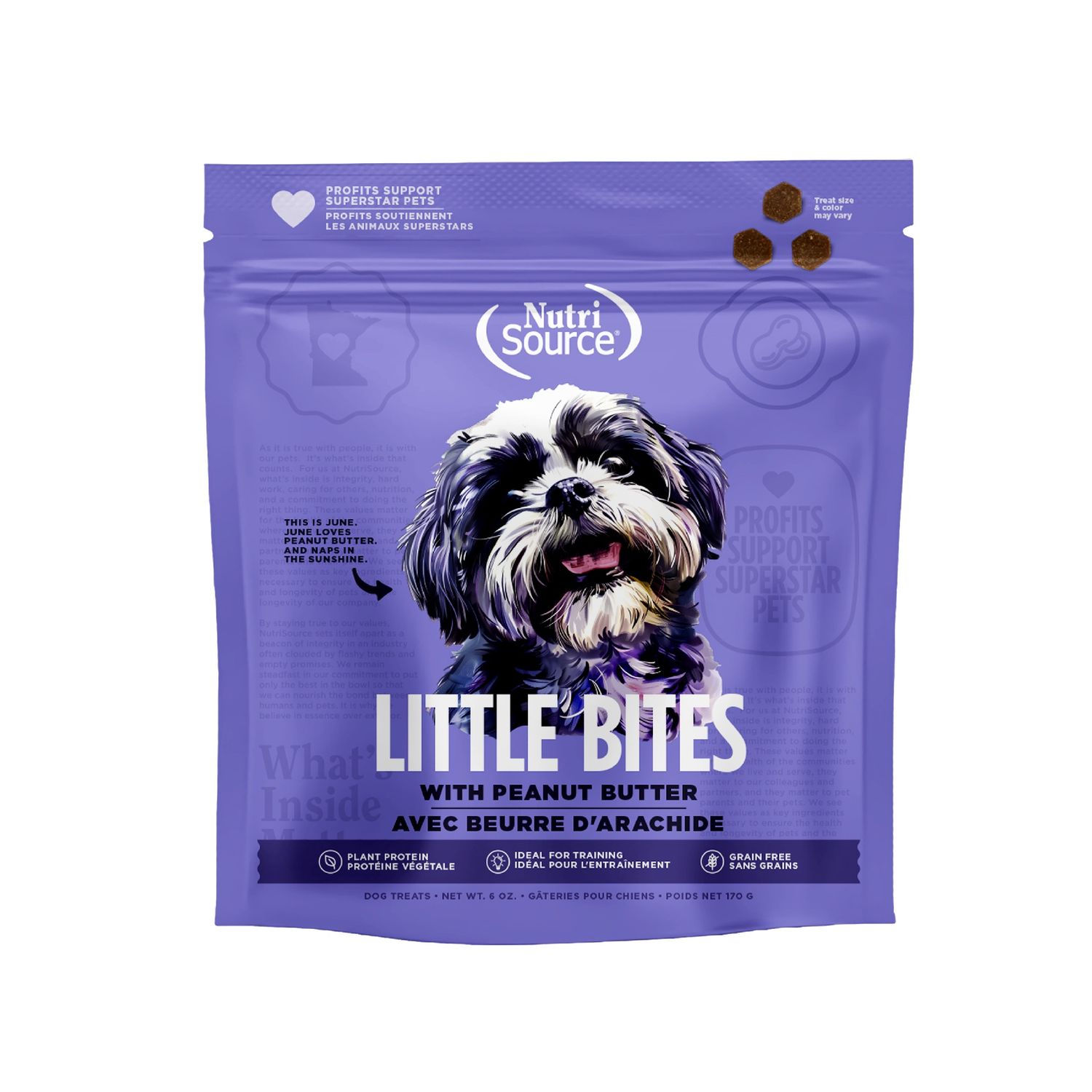 NutriSource Little Bites Grain Free Peanut Butter Dog Treats, Package Size: 6oz