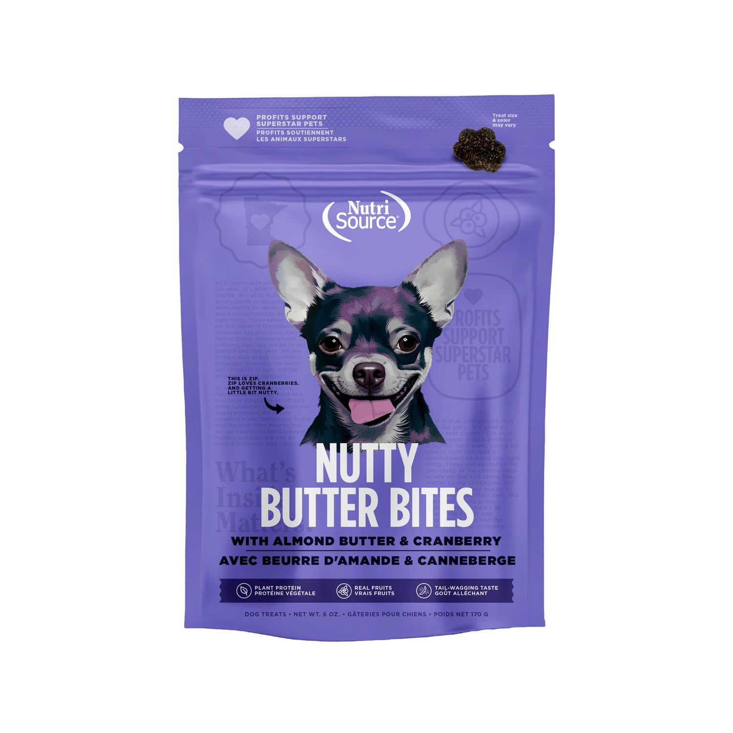 NutriSource Nutty Butter Bites Almond Butter &amp; Cranberry Dog Treats, Size: 6oz