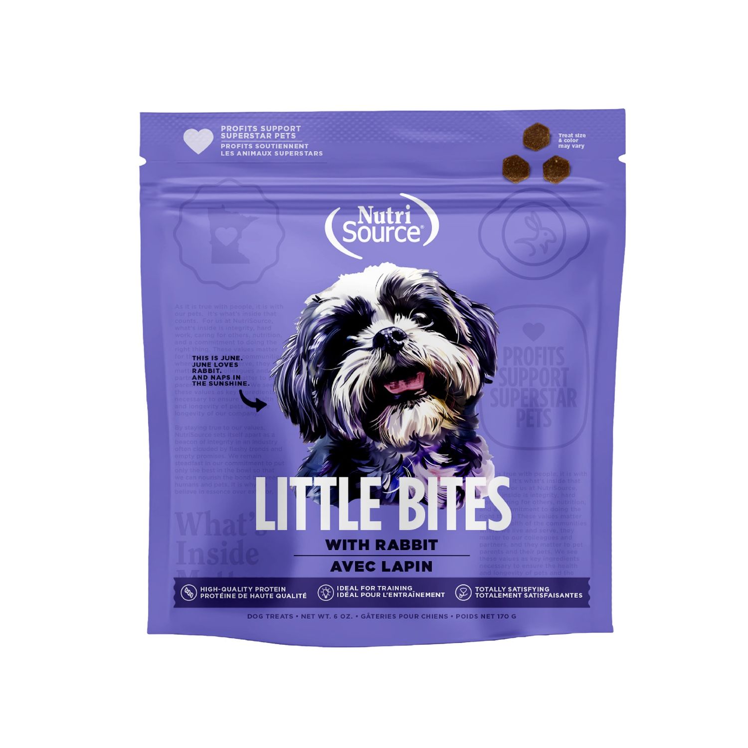 NutriSource Little Bites Rabbit Dog Treats, Package Size: 6oz