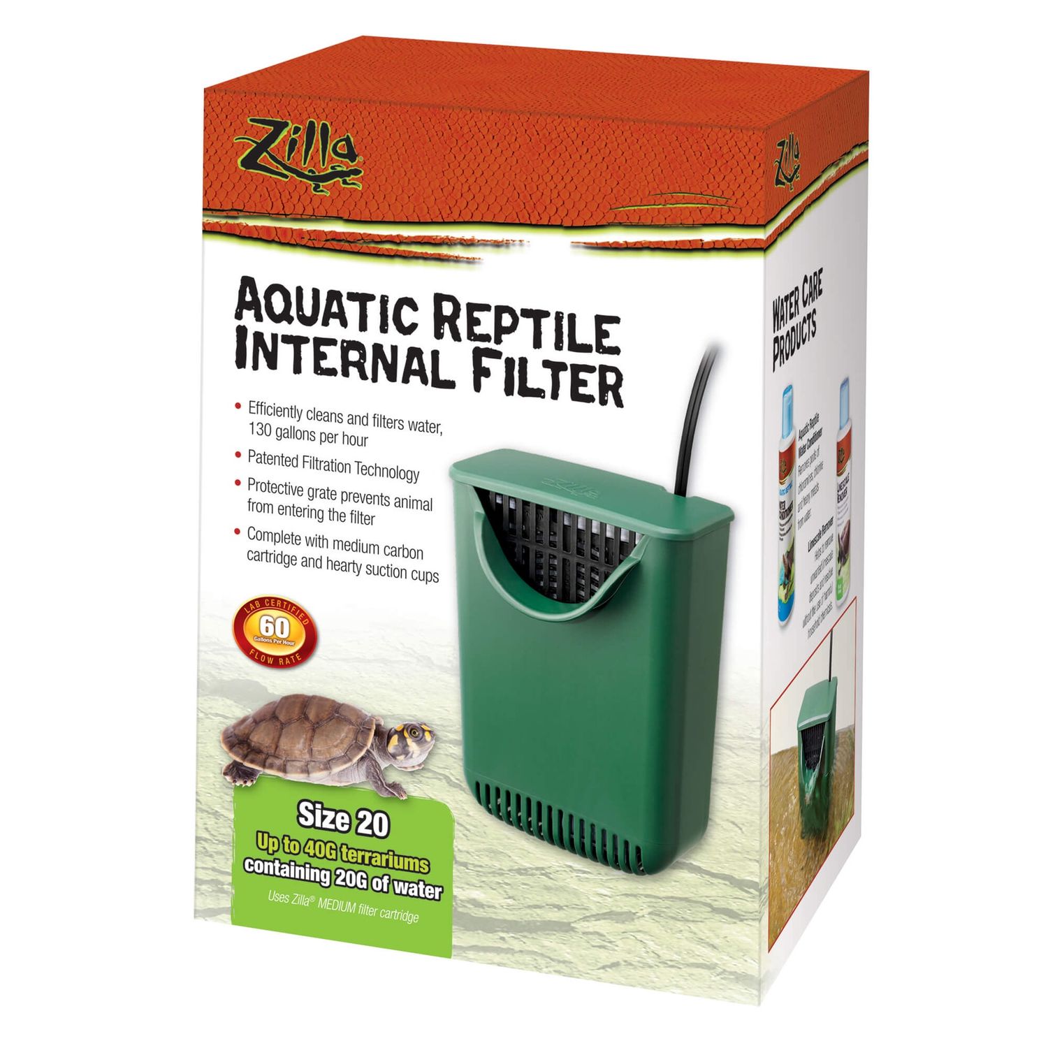 Zilla Aquatic Reptile Internal Filter, Size: Up to 20 gallons