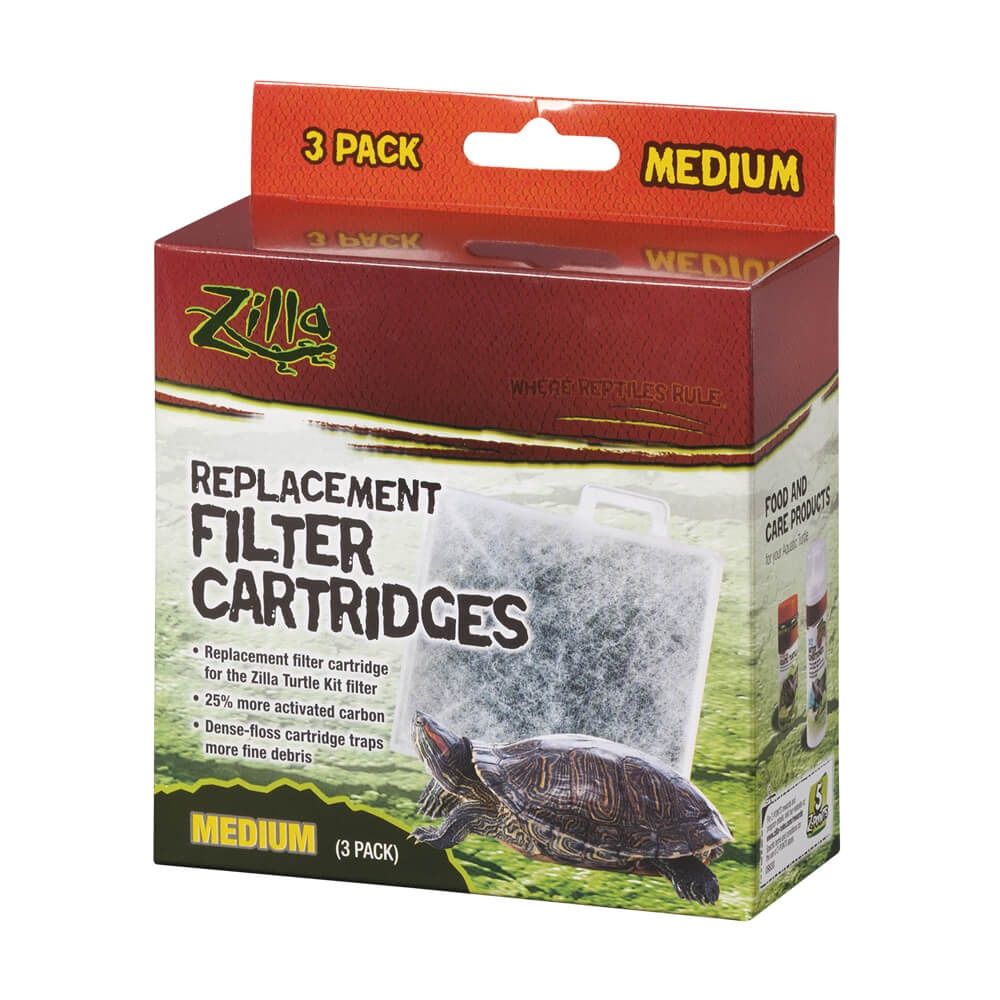 Zilla Aquatic Reptile Replacement Filter Cartridges, Package Size: 3 Pack, Size: Medium